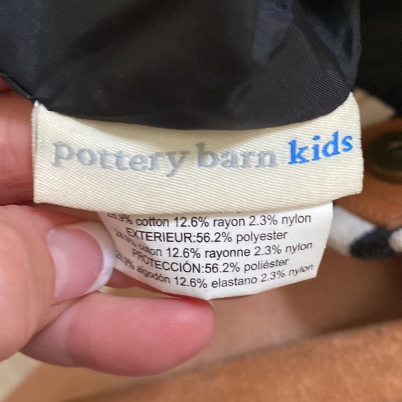 Pottery Barn Kids Mason Black Stripe slouchy diaper tote Tan Leather straps - Picture 8 of 15